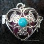 Silver Turquoise Heart Harmony Ball Pendant HB-232d-KT