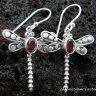 Sterling Silver Garnet Dragonfly Earrings ER-426-KT