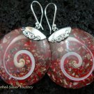 Sterling Silver  Round Red Shell Earrings ER-540-KT