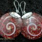 Sterling Silver  Round Red Shell Earrings ER-540-KT
