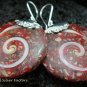 Sterling Silver  Round Red Shell Earrings ER-540-KT