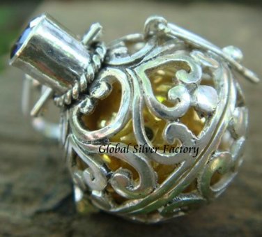 Silver Amethyst Bali Design Harmony Ball Pendant HB-152-KT