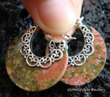 925 Silver & Round Ocean Jasper Earrings ER-555-KT