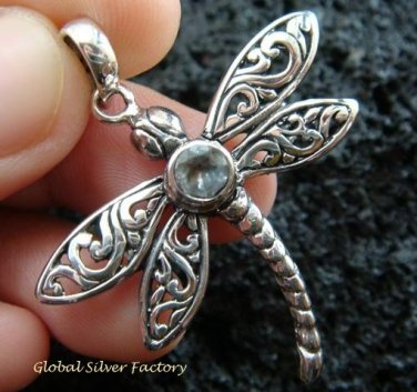 925 Silver & Blue Topaz Dragonfly Pendant SP-482-KT
