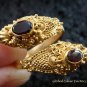 Silver & 22kt Gold Plated Garnet Snake Ring GPR-123-KA