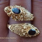Silver & 22kt Gold Plated Garnet Snake Ring GPR-123-KA