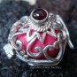 Silver Garnet Flower Heart Harmony Ball Pendant HB-229b-KT