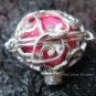 Silver Garnet Flower Heart Harmony Ball Pendant HB-229b-KT