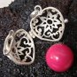 Silver Garnet Flower Heart Harmony Ball Pendant HB-229b-KT