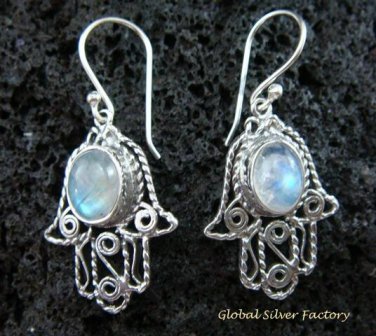 925 Silver & Rainbow Moonstone Bali Earrings ER-549-KT