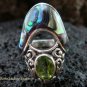 925 Silver Paua Shell & Peridot Ring RI-292-KT