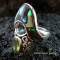 925 Silver Paua Shell & Peridot Ring RI-292-KT