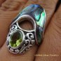 925 Silver Paua Shell & Peridot Ring RI-292-KT