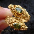 Silver & 18kt Gold Plated Peridot Snake Ring GPR-122-KA