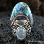 925 Silver Paua Shell & Moonstone Ring RI-291-KT
