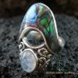 925 Silver Paua Shell & Moonstone Ring RI-291-KT
