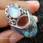 925 Silver Paua Shell & Moonstone Ring RI-291-KT
