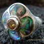 925 Silver Paua Shell & Citrine Ring RI-290-KT
