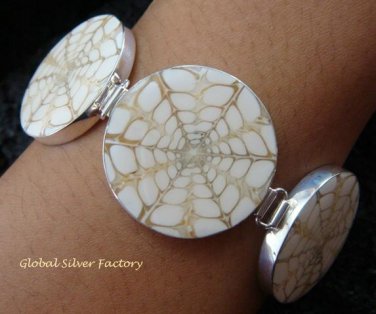 925 Silver & Screw Shell Simple Link Bracelet SBB-332-KT