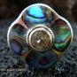 925 Silver Paua Shell & Peridot Ring RI-289-KT
