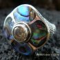 925 Silver Paua Shell & Peridot Ring RI-289-KT