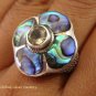 925 Silver Paua Shell & Peridot Ring RI-289-KT