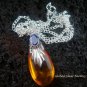 925 Silver Amethyst Synthetic Amber Teardrop Pendant SJ-119-KA