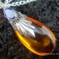 925 Silver Amethyst Synthetic Amber Teardrop Pendant SJ-119-KA