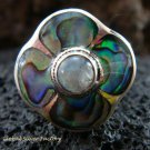 925 Silver Paua Shell & Moonstone Ring RI-288-KT