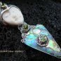 925 Silver Paua Shell & Peridot Goddess Pendant GDP-1003-PS