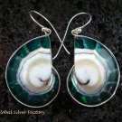 Sterling Silver Green Nautilus Shell Earrings ER-536-KT