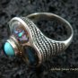 925 Silver Paua Shell & Turquoise Ring RI-286-KT
