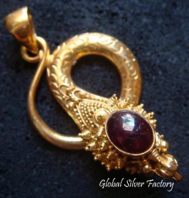 22kt Gold Vermeil & Silver Garnet Snake Pendant GPP-100-NY