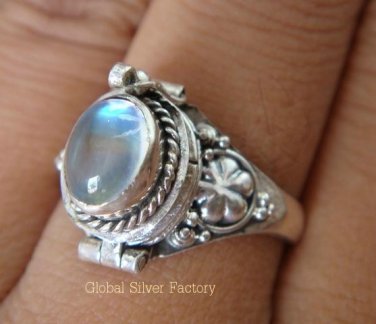 925 Silver Rainbow Moonstone Poison Ring LR-514-KT