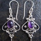 925 Silver & Amethyst Curly Balinese Earrings ER-286-NY