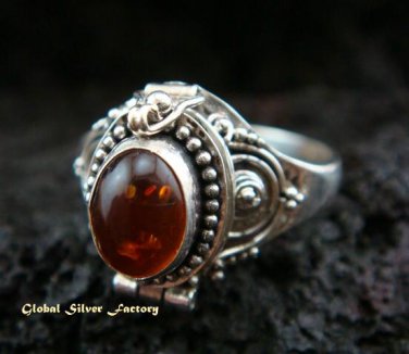 925 Silver & Amber Poison Ring LR-485-KT