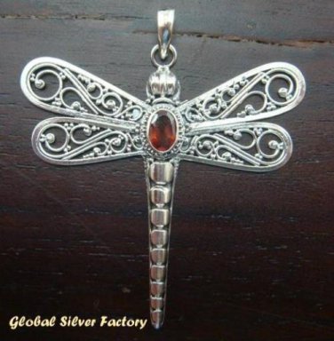 Sterling Silver Garnet Dragonfly Pendant SP-168-IKP