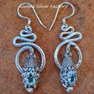 Silver & Blue Topaz Coiled Snake Earrings ER-344-KA