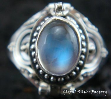 Silver Rainbow Moonstone Locket Ring LR-312-KT