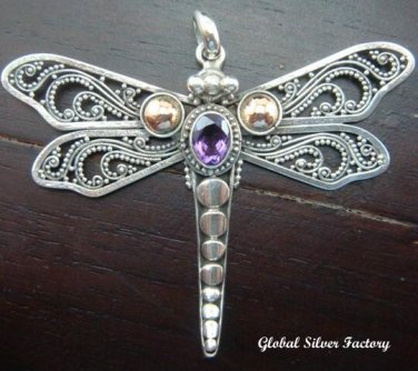 Silver 925 Butterfly Amethyst Pendant SP-324-IKP