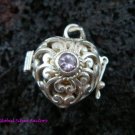 925 Silver Amethyst Heart Harmony Ball Pendant HB-197-KT