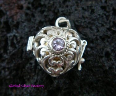 925 Silver Amethyst Heart Harmony Ball Pendant HB-197-KT