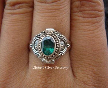 Sterling Silver Green Quartz Poison Ring LR-403-KT