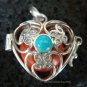 Silver Turquoise Heart Harmony Ball Pendant HB-232b-KT