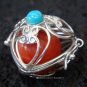 Silver Turquoise Heart Harmony Ball Pendant HB-232b-KT