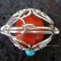 Silver Turquoise Heart Harmony Ball Pendant HB-232b-KT