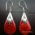 Sterling Silver Teardrop Red Coral Earrings ER-385-KT