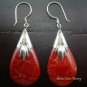 Sterling Silver Teardrop Red Coral Earrings ER-385-KT