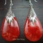 Sterling Silver Teardrop Red Coral Earrings ER-385-KT