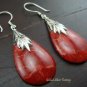 Sterling Silver Teardrop Red Coral Earrings ER-385-KT